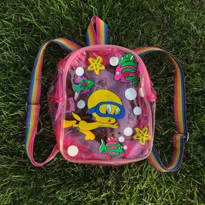 VTG Tweety Bird Pink Rainbow Plastic Backpack